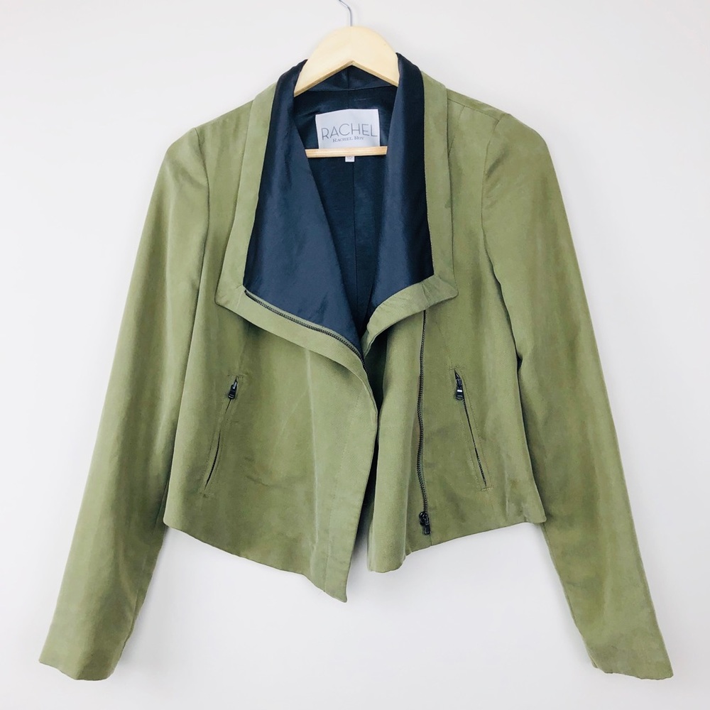 Rachel Rachel Roy Olive Green Drape Moto Jacket